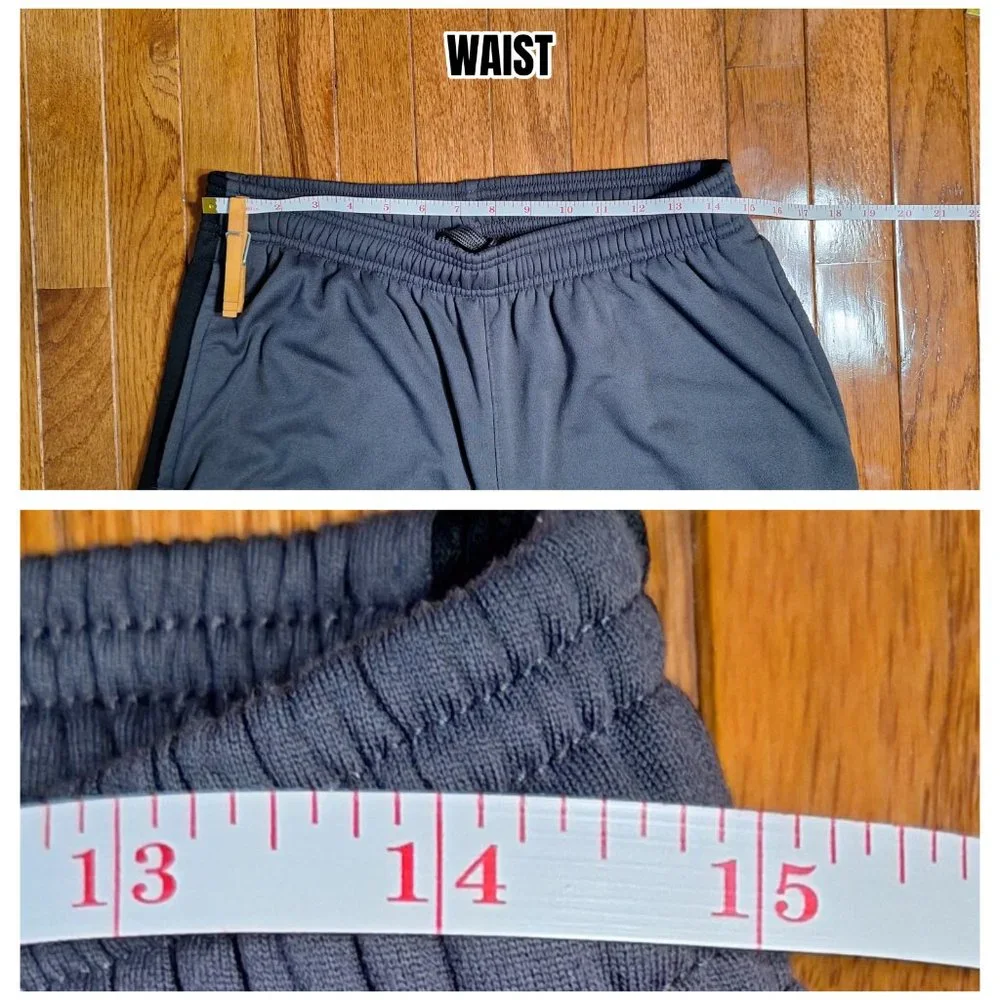 Reebok Gray Black Sweatpants Large Fleece Lined Athletic 90s Warm Ups Inseam 29" - Picture 7 of 10